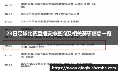 23日足球比赛直播安排查询及相关赛事信息一览