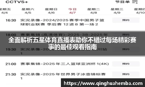 全面解析五星体育直播表助你不错过每场精彩赛事的最佳观看指南